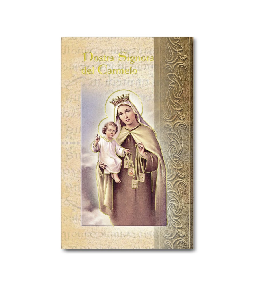 Biglietto con biografia e preghiera alla Madonna del Carmelo in confezione da 20 pezzi Biglietto con biografia e preghiera alla Madonna del Carmelo in confezione da 20 pezzi