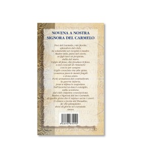 Biglietto con biografia e preghiera alla Madonna del Carmelo in confezione da 20 pezzi