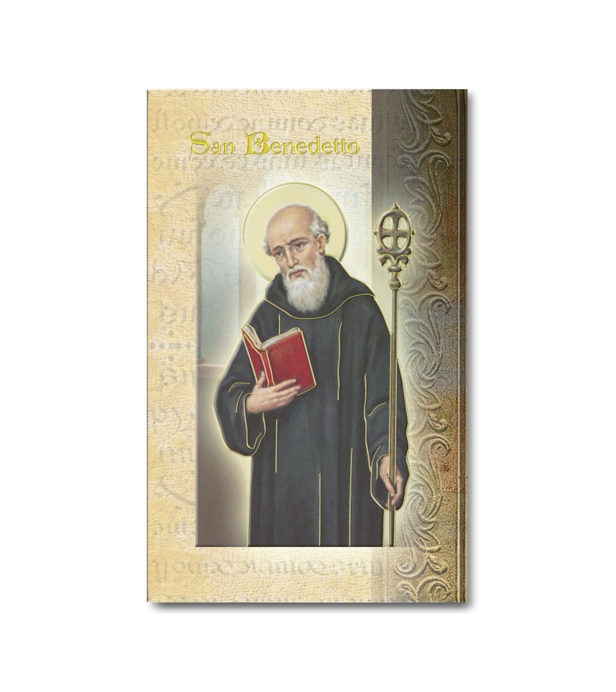 Biglietto con biografia e preghiera a San Benedetto in confezione da 20 pezzi Biglietto con biografia e preghiera a San Benedetto in confezione da 20 pezzi