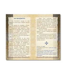 Biglietto con biografia e preghiera a San Benedetto in confezione da 20 pezzi