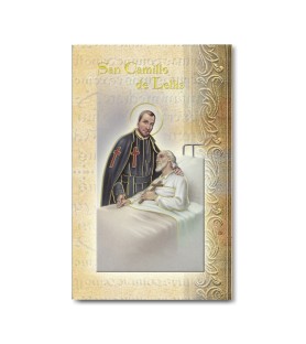 Biglietto con biografia e preghiera a San Camillo de Lellis