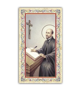 Pacchetto da 100 copie di: Santino Sant'Antonio Maria Claret con preghiera e finiture in oro a caldo