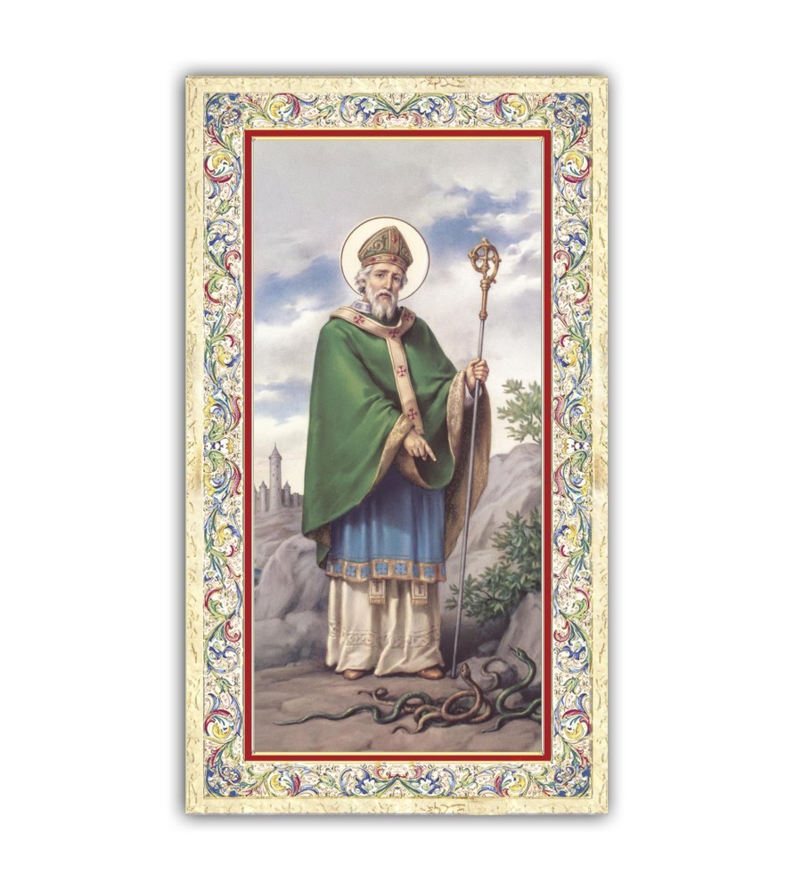 Pacchetto da 100 copie di: Santino Santa Lucia con preghiera e finiture in oro a caldo