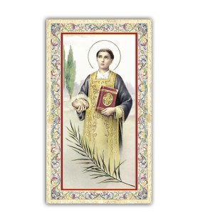 Pacchetto da 100 copie di: Santino San Giorgio con preghiera e finiture in oro a caldo