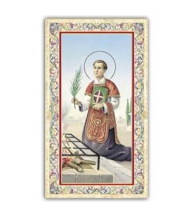 Pacchetto da 100 copie di: Santino Madonna di Pompei con preghiera e finiture in oro a caldo