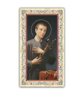 Pacchetto da 100 copie di: Santino San Rocco con preghiera e finiture in oro a caldo