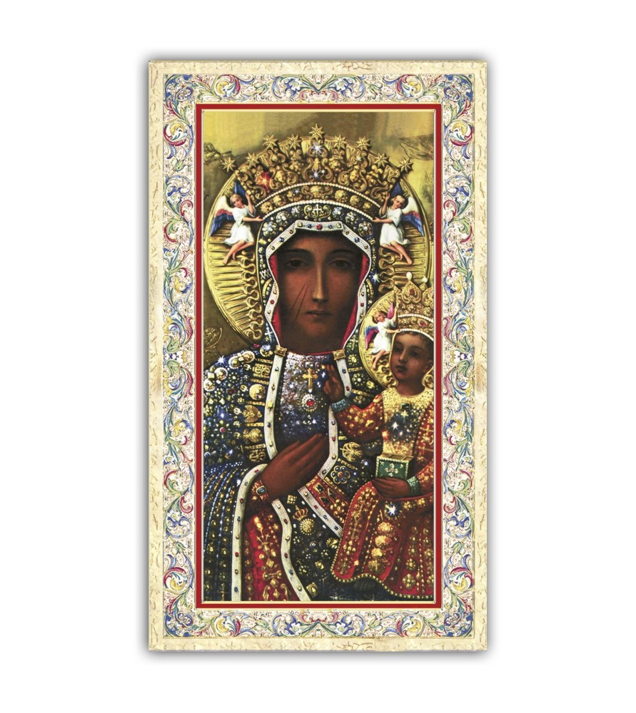 Pacchetto da 100 copie di: Santino Madonna di Loreto con preghiera e finiture in oro a caldo Pacchetto da 100 copie di: Santino Madonna di Loreto con preghiera e finiture in oro a caldo