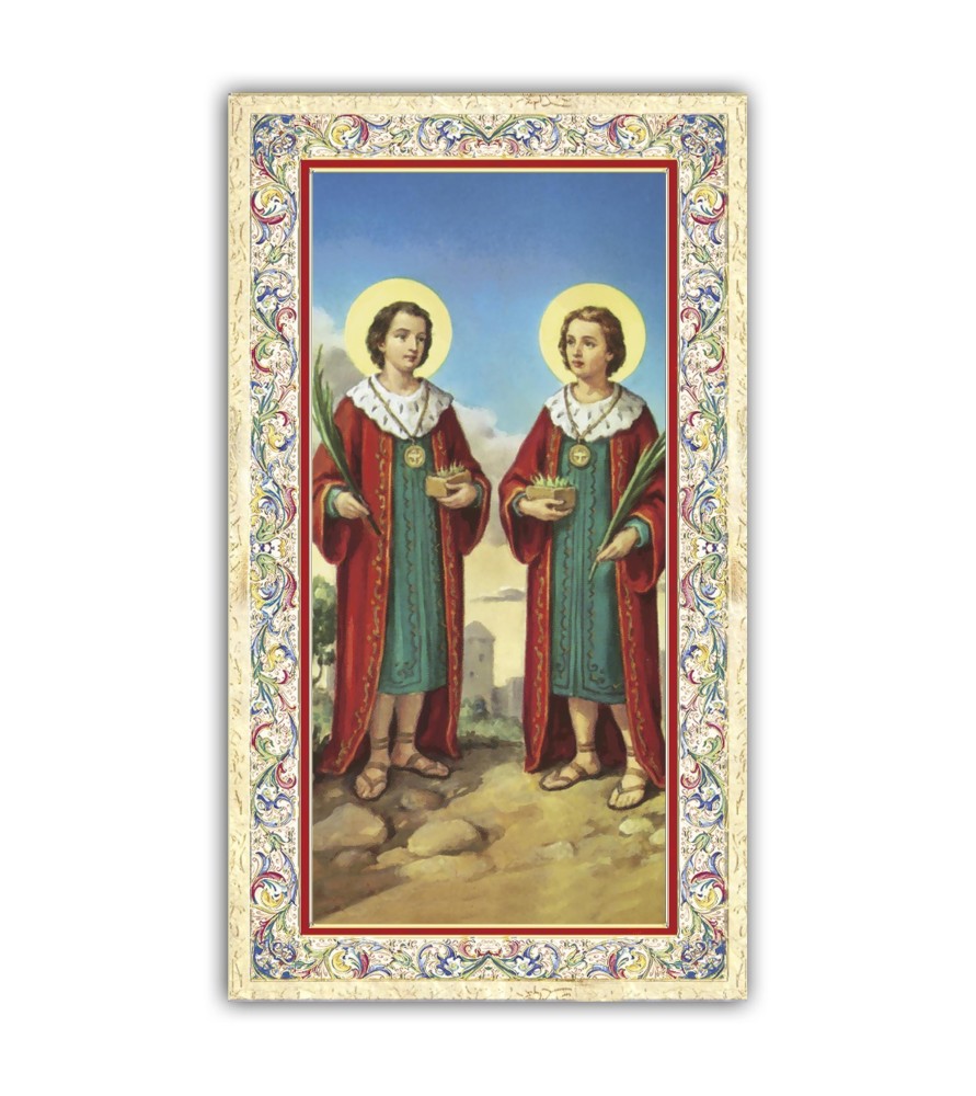 Pacchetto da 100 copie di: Santino Sant'Espedito con preghiera e finiture in oro a caldo Pacchetto da 100 copie di: Santino Sant'Espedito con preghiera e finiture in oro a caldo