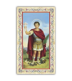 Pacchetto da 100 copie di: Santino Santa Kateri Takakwitha con preghiera e finiture in oro a caldo