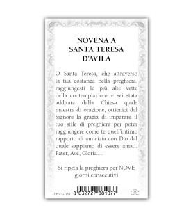 Pacchetto da 100 copie di: Santino Santa Rosalia con preghiera e finiture in oro a caldo