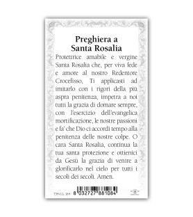 Pacchetto da 100 copie di: Santino Madonna in preghiera con preghiera e finiture in oro a caldo