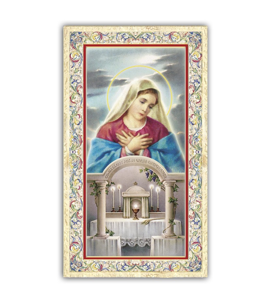 Pacchetto da 100 copie di: Santino Madonna della Vittoria con preghiera e finiture in oro a caldo