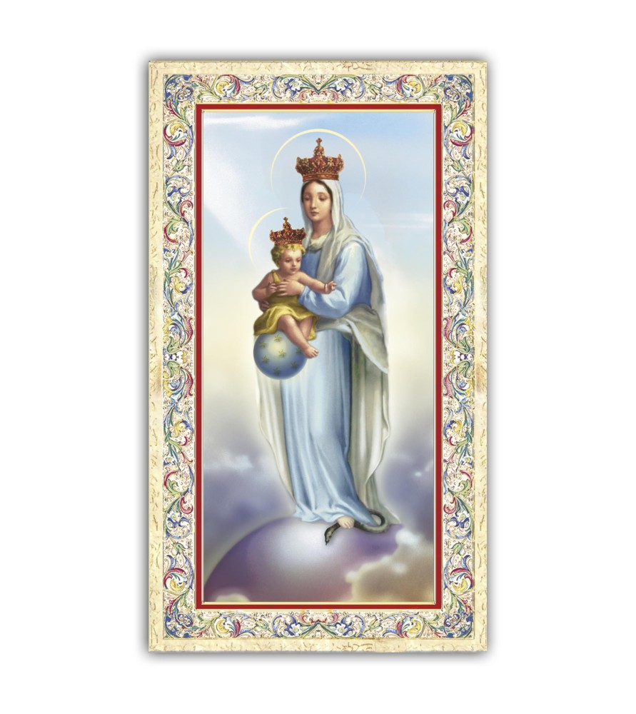 Pacchetto da 100 copie di: Santino Gesù Misericordioso circondato da angeli in preghiera con preghiera e finiture in oro a caldo