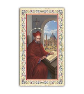 Pacchetto da 100 copie di: Santino Arcangelo Gabriele con preghiera e finiture in oro a caldo