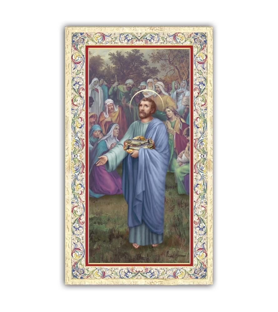 Pacchetto da 100 copie di: Santino San Tommaso Apostolo con preghiera e finiture in oro a caldo Pacchetto da 100 copie di: Santino San Tommaso Apostolo con preghiera e finiture in oro a caldo