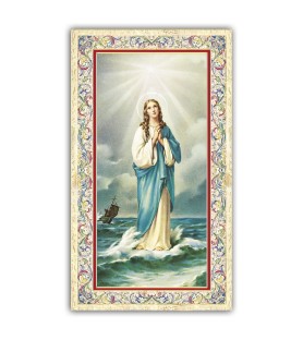 Pacchetto da 100 copie di: Santino Apparizione di Gesù Misericordioso a Suor Faustina con preghiera e finiture in oro a caldo