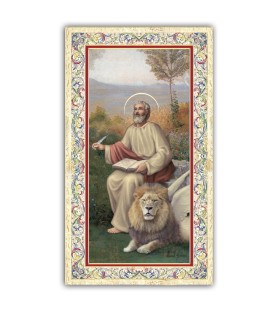 Pacchetto da 100 copie di: Santino San Luca Evangelista con preghiera e finiture in oro a caldo