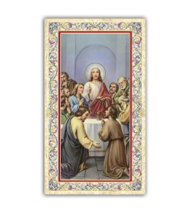 Pacchetto da 100 copie di: Santino San Carlo Borromeo con preghiera e finiture in oro a caldo