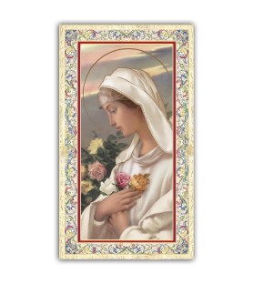 Pacchetto da 100 copie di: Santino Suor Faustina Kowalska con preghiera e finiture in oro a caldo