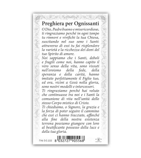Pacchetto da 100 copie di: Santino della Madonna di Oropa con preghiera e finiture in oro a caldo