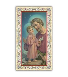 Pacchetto da 100 copie di: Santino Madonna di Fatima con i tre pastorelli con preghiera e finiture in oro a caldo