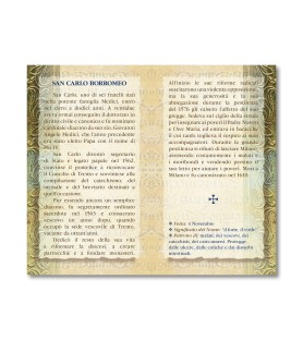 Biglietto con biografia e preghiera a San Carlo Borromeo