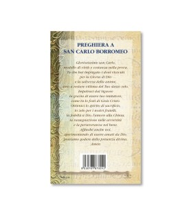 Biglietto con biografia e preghiera a San Carlo Borromeo
