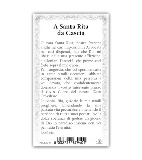 Pacchetto da 100 copie di: Santino Santa Teresa del Bambin Gesù con preghiera e finiture in oro a caldo