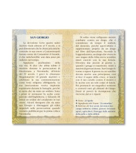 Biglietto con biografia e preghiera a San Giorgio