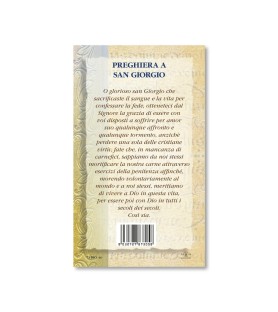 Biglietto con biografia e preghiera a San Giorgio