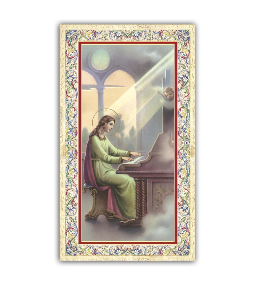 Pacchetto da 100 copie di: Santino Madonna Incoronata con preghiera e finiture in oro a caldo
