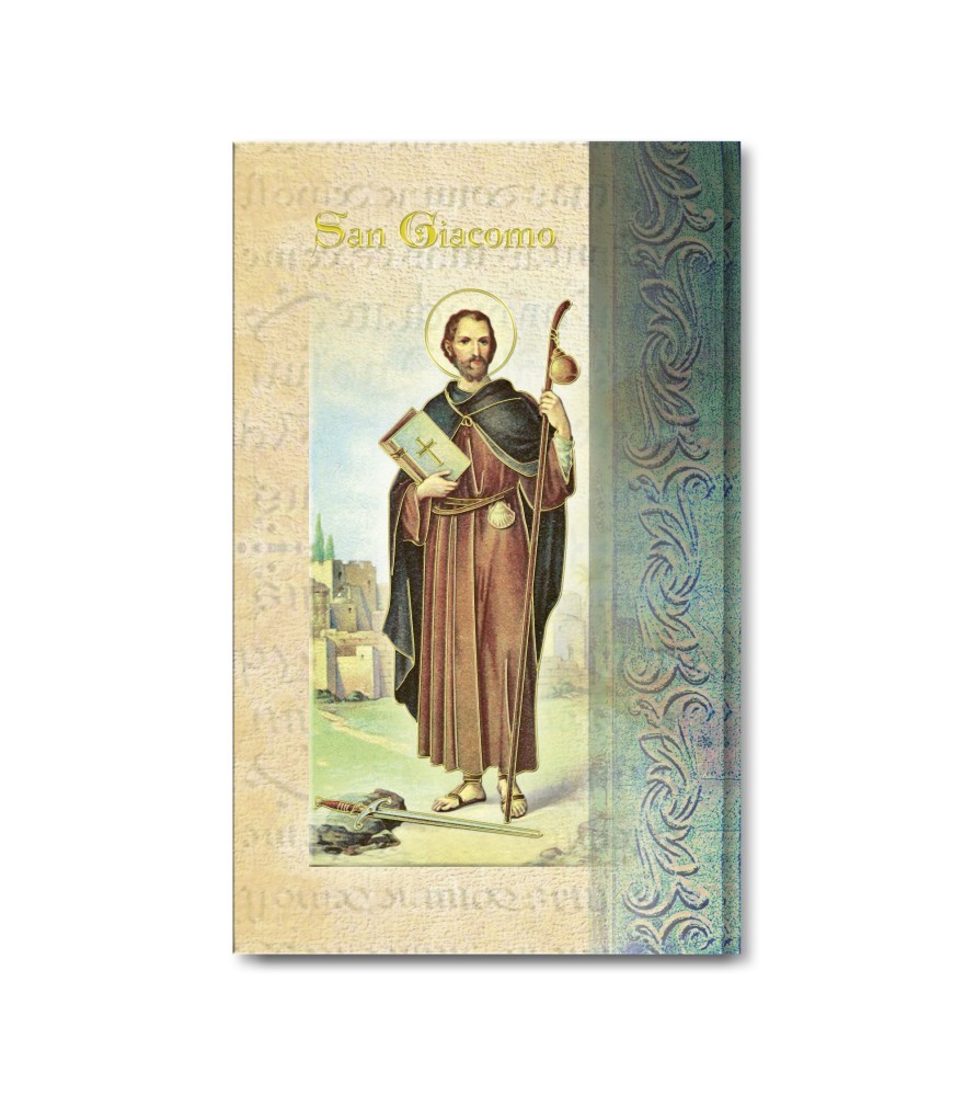 Biglietto con biografia e preghiera a San Giacomo