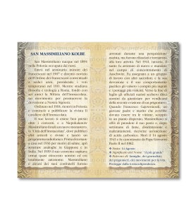 Biglietto con biografia e preghiera a San Massimiliano Kolbe