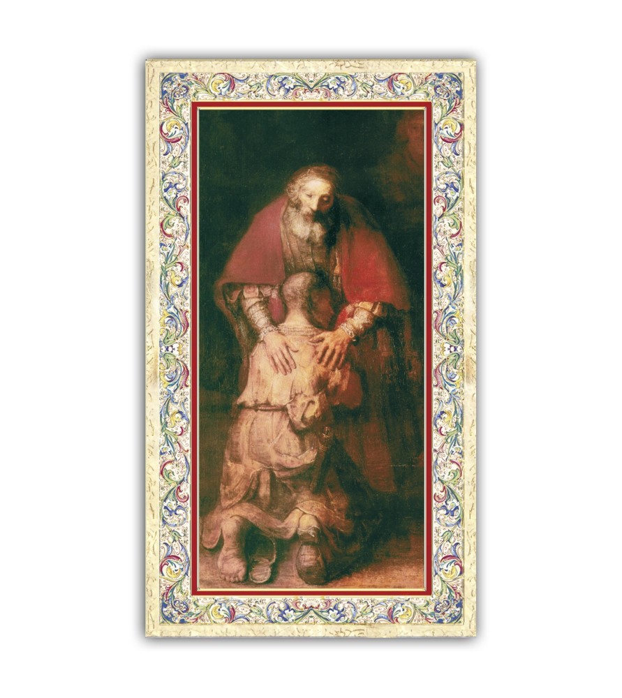 Pacchetto da 100 copie di: Santino San Francesco d'Assisi con preghiera e finiture in oro a caldo