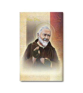 Biglietto con biografia e preghiera a Padre Pio