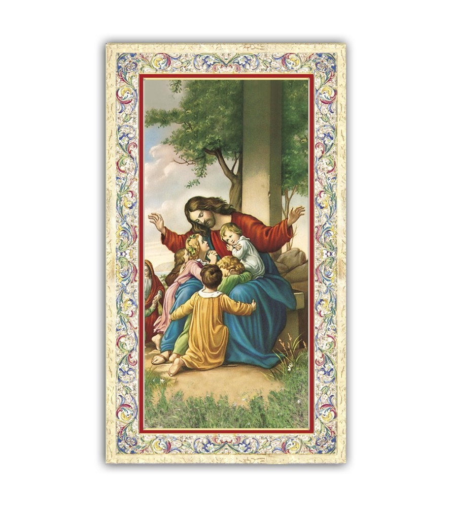 Pacchetto da 100 copie di: Santino Maria Ausiliatrice con preghiera e finiture in oro a caldo Pacchetto da 100 copie di: Santino Maria Ausiliatrice con preghiera e finiture in oro a caldo