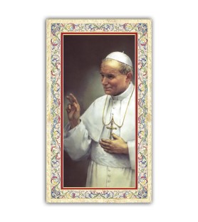 Santino Papa Giovanni Paolo II con preghiera e finiture in oro a caldo