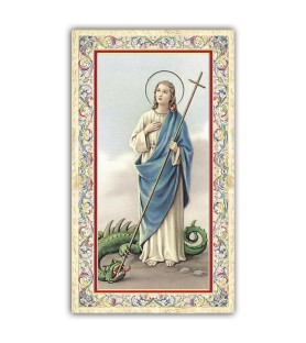 Santino Santa Marta con preghiera e finiture in oro a caldo