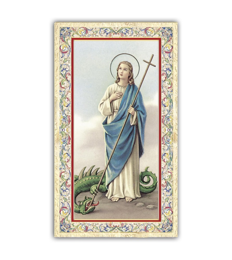 Santino Santa Marta con preghiera e finiture in oro a caldo