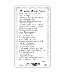 Santino Santa Marta con preghiera e finiture in oro a caldo