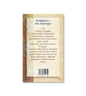 Biglietto con biografia e preghiera a San Giuseppe