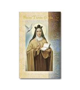 Biglietto con biografia e preghiera a Santa Teresa d'Avila