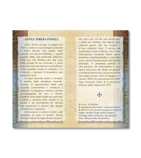 Biglietto con biografia e preghiera a Santa Teresa d'Avila