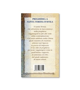 Biglietto con biografia e preghiera a Santa Teresa d'Avila