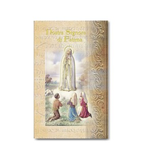 Biglietto con biografia e preghiera alla Madonna di Fatima