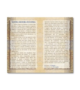 Biglietto con biografia e preghiera alla Madonna di Fatima