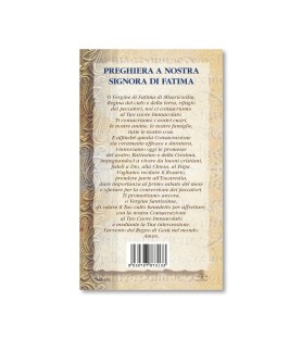 Biglietto con biografia e preghiera alla Madonna di Fatima