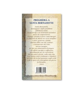 Biglietto con biografia e preghiera a Santa Bernadette