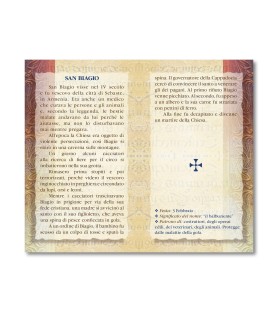 Biglietto con biografia e preghiera a San Biagio