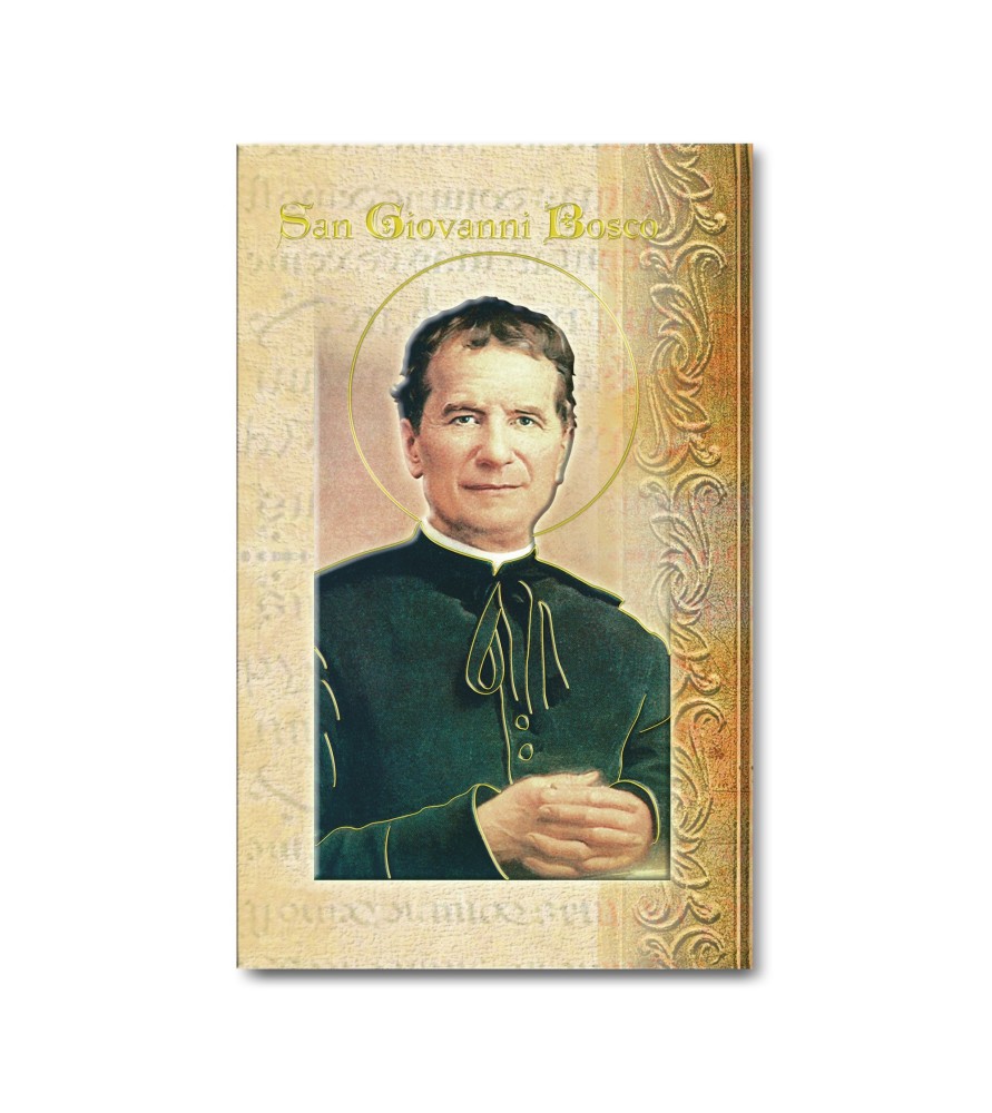 Biglietto con biografia e preghiera a San Giovanni Bosco